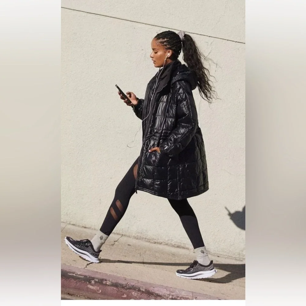 Free People Movement Patricia Packable Poncho Puffer Hooded Zip Fleece Collar - Picture 5 of 7